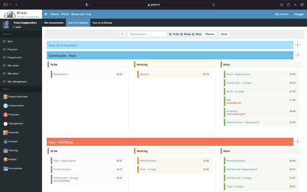 Scrum / Kanban bord